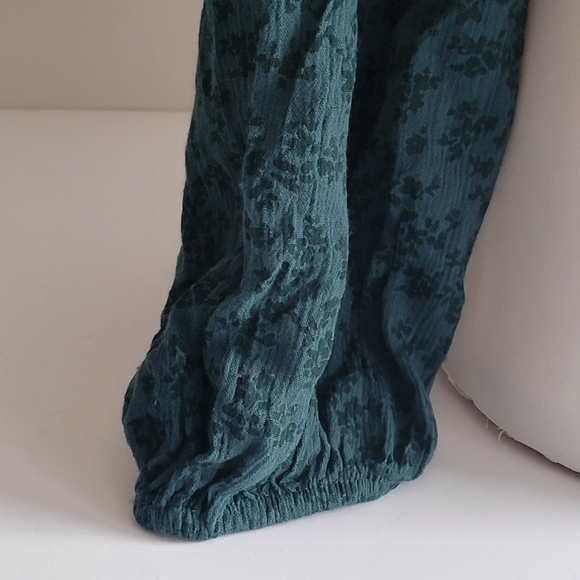 Hollister Jewel Green Ditsy Floral Ruched Long-Sleeve Tie-Front Top S Babydoll - Picture 4 of 9